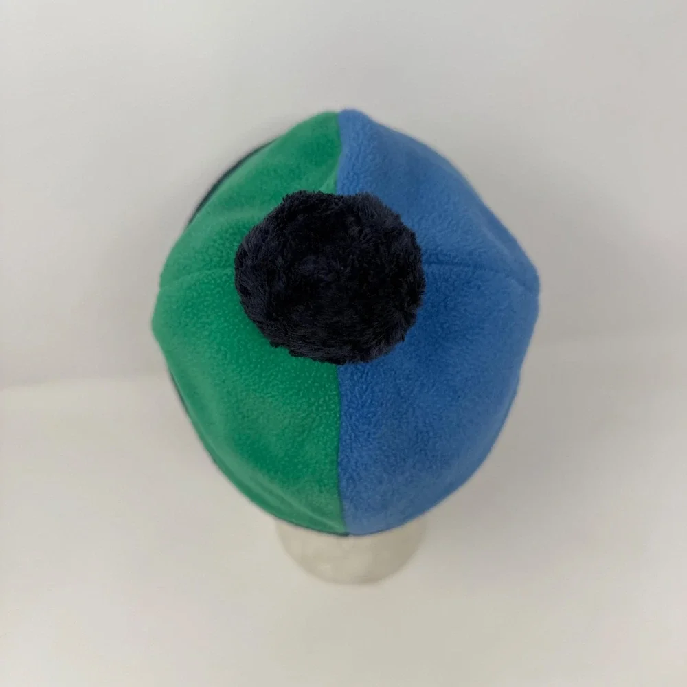 Columbia Kids Omni-Heat Fleece Trapper‎ Hat Blue Green Colorblock Youth L/XL Pom